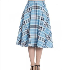 Hell Bunny Plaid Blue Skirt 2XL (UK SIZING)